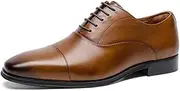 ZJSCNBE Men's Large Size Leather Shoes Men's Genuine Leather Business Shoes Triple Joint Dress Men's Leather Shoe Top Layer Cowhide(Lightbrown,41)