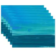 Blue and White Ocean Oil Painting Placemats 12 x 18 inch Linen Table Runner K...