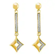 10k Yellow Gold Round Diamond Dangle Earring