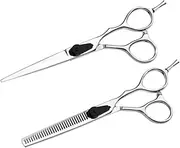 HAKIDZEL 2PCS Professional Hairdressing Scissors Barber Thinning and Straight Shears for Home and Salon Use Durable Design with Handle Hair Cutting Tools
