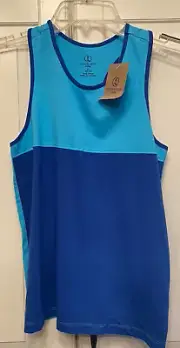 Land’s End Two Blue Colorblock Cotton Tank Tops Girls 10-12 New With Tags