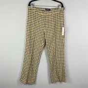 ModCloth Plaid Pants Womens 14 Yellow Black Boho Retro 90s Office Bootcut