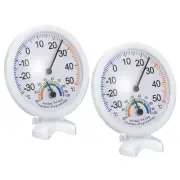 2Pcs Mini 75mm Indoor Thermometer Hygrometer Temperature Humidity Monitor White