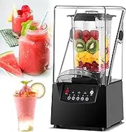 Commercial Stand Smoothie Maker with Sound Enclosure, 2L Capacity Electric Mixer, 17000rpm Blade, Ice Crusher and Cover