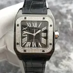 卡地亞 CARTIER CARTIER CARTIER 中號黑色錶盤背後鑽石男士機械表 38CARTIER