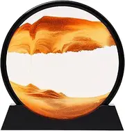 Moving Sand Art，3D Dynamic Sand Art Liquid Motion, Moving Sand Art Picture Round Glass 3D Deep Sea Sandscape in Applied to Home Ornament Desktop Art Bookshelves Decoration(Gold, 12inches)