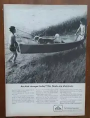 1966 The Aluminum Association 2 Boys Carrying Rowboat With Dog Vintage Print Ad