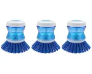 3 cepillos para platos, ollas y sartenes con dispensador de jabón.