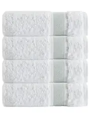 DePera Home Set of 4 Unique Green Stripe Bath Towels
