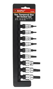Ampro Tamper-Proof Star Bit Socket Set (T10-T50) 1/4" 3/8" Dr 9PC T33220