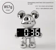 Light Luxury Creative Violent Bear Clock Ornament Entrance Living Room Silver