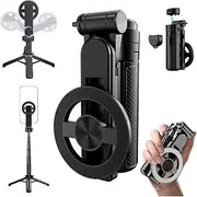 4-in-1 Multifunctional Magnetic Selfie Stick, 360 Rotation Phone Tripod with Wireless Remote for iPhone Android, Phone Stand for Video Recording Vlogging - P