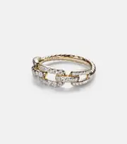 [David Yurman] David Yurman Stax Chain Link 18kt gold ring with diamonds P gold