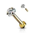 Piercing Ear Labret Golden Stone Heart White