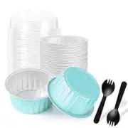 25PCS Round Mini Loaf Pans With Lids,Mini Cake Pans With Lids,Disposable Baking