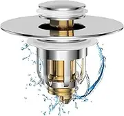 Universal 2 in 1 Bathroom Sink Stopper, Pop Up Bathroom Sink Drain Strainer with Anti-Clogging Filter Basket, Bathroom Drain Stopper Sink Plug for 1.06"-1.65" Basin Drain Holes