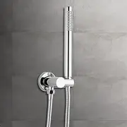 ACA International Luxury Stick Round Handheld Shower Head with 150cm Shower Hose Wall Inlet Bracket Soft Spray Brass (Chrome)