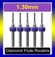 1.3mm .051" Router Bit Carbide Diamond Flutes 5 PCS. Carbon Fiber CNC 1.30 R126