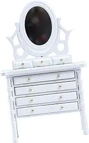 Totority 1:12 Scale Dollhouse Miniature Dressing Table Wooden Storage Unit for Mini House Decor