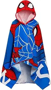 Spider-Man Hooded Towel 100% Cotton Dress Up Avengers Poncho Kids Bath Beach Towel Swimming Wrap Boys Changing Robe, Blue