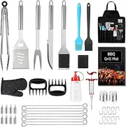 FORYUSE 41Pcs BBQ Grill Accessories Set with Apron Stainless Steel Barbecue Grilling Tools Outdoor Camping Picnic Dad Men Gift