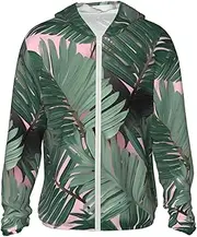 [LHBWCVN] UPF 50+ Light Jacket Full Zip Sun Protection Hoodie for Women Men Long Sleeve Green Palm Tree Leaves Sun Shirts
