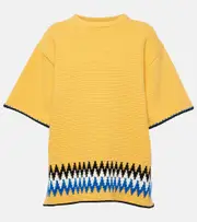 [Jil Sander] Jil Sander Jacquard-trimmed cotton jersey T-shirt AU 14 black