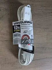 VANGUARD 12 ft.16 Gauge Indoor Extension Cord, White 62910