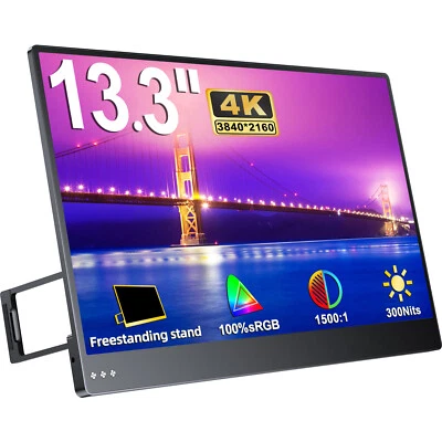 UPERFECT 13.3'' 4K Portable Monitor Ultra-Slim Travel Monitorfor Laptop MacBook