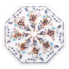 White Marble Coffee Table Top Semi Precious Stone Inlay Work Sofa Side Table Top