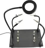Helpiing hands with Magnetic holder Soldering Station with 5X Magnifying Glass with LED light, PCB Holder 4 Flexible Arms,Workbench for Repair Soldering of Electronics parts