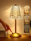 【3200mAh】Brass Table Lamp, 3 Colors+Dimmable+Touch Crystal Lamp LED Gold Lamp...