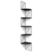 Corner Shelf Wall Mount of 5 Tier Rustic Wood Floating Shelves Wall Black
