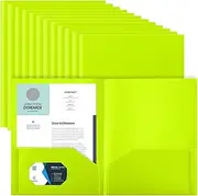 Gueevin 24 Pcs Plastic Folders with Pockets, Two Pocket Folder Fit Letter Size, Heavy Duty School Business Card Holder for Home Office School Bussiness, 11.61 x 9.45 Inches (Fluorescent Green)