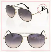 MIU MIU SOCIETE MU53VS CRYSTAL Gold Black Pink Aviator Metal Sunglasses 53V