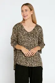 Lindy Ribbed Top - Leopard Print