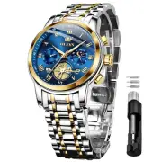 OLEVS Men's Chronograph Luxury Watch | Moon Phase | Waterproof Stainless Steel |