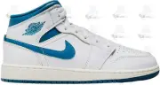 Kids Nike Air Jordan 1 Mid SE GS White Sail Industrial Blue FN7432-141 Sneaker