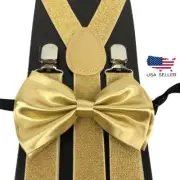 New Champagne Gold Suspender and Bowtie Tuxedo Dress Matching Color USA SELLER