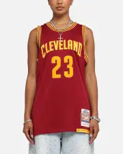 [MITCHELL & NESS] Mitchell & Ness Cleveland Cavaliers Lebron James 2015 Dark Jersey Burgundy - Size M M Burgundy