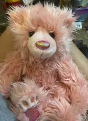 Russ Berrie Serena Teddy Bear Plush Plushie Stuffed Animal Pink New Shaggy 16"