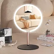 S-Shape Touch LED Cosmetic Mirror with 4K Ultra-Clear Clarity, Infinite Dimming, 3-Speed Brightness, and Multi-Angle Design – Perfect for Makeup & Grooming(1, S-Grain Black)