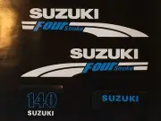 Suzuki 140 hp FourStroke Outboard Engine Decal Kit MARINE VINYL white & blue