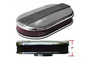Mooneyes Finned Aluminium Air Cleaner Suit Single Carburettor, Oval 15" x 8" x 2"