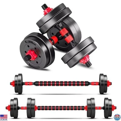 Adjustable Dumbbell Set of 2, Converts to Barbell, Lightweight Home Gym