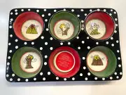 Pier 1 Ceramic 11.5x7.5 Muffin Pan Polka Dot Presents Design NEW