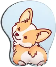 AOKSUNOVA Ergonomic Mouse Pad with Wrist Support 3D Mouse Pad with Gel Wrist Rest Cute Corgi Blue