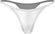 [TiaoBug] Women's Shiny Metallic High Waist Micro Back G-String Thong Panty Bikini Bottoms Swimsuit