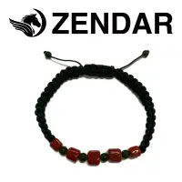 在飛比找博客來優惠-【ZENDAR】頂級天然紅珊瑚鼓形台灣玉編織手鍊 綠色編織手