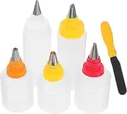 Beatifufu 6pcs Icing Piping Bottles Set for Cake Decorating Transparent Baking Tools for Cookies Cupcakes Desserts Easy to Clean Safe User Friendly Icing Gadgets